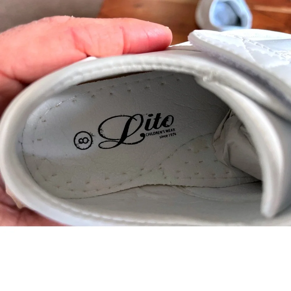 Lito Frank-A Boys White PU Dress Shoes Hook and Loop Loafers Size‎ 8 NEW